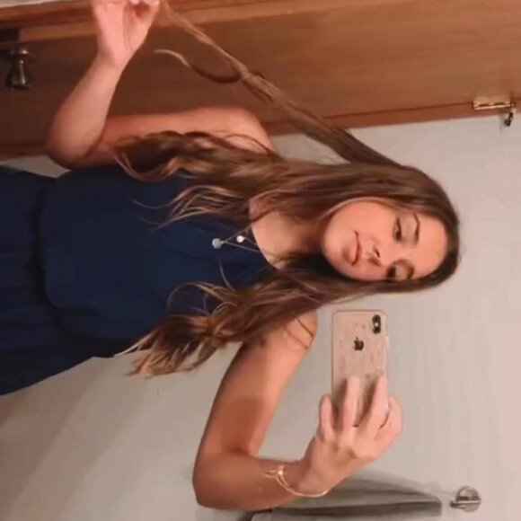 Navy‎ Blue Sleeveless A-Line Mini Dress Cinched Waist Spaghetti Strap Small Knee - Picture 4 of 4